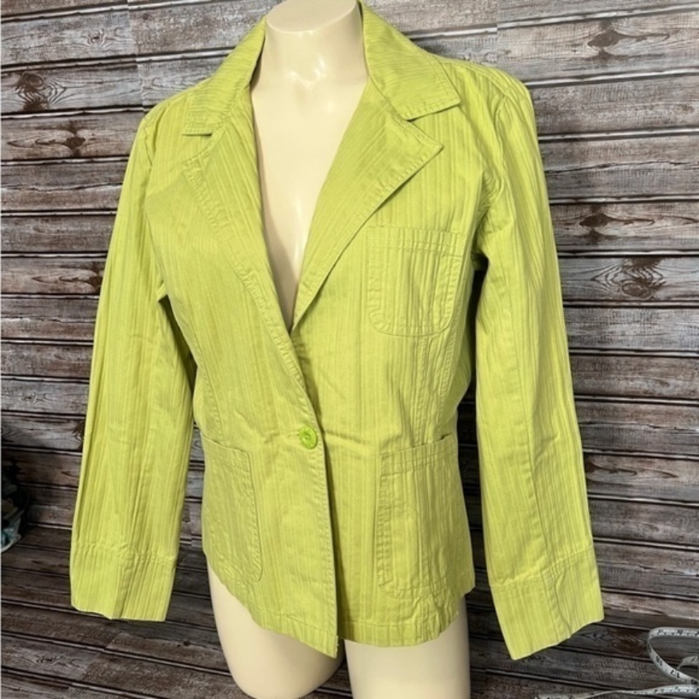 Lightly Used - Vintage Bill Blass Women’s Neon Green Cotton Blazer Medium